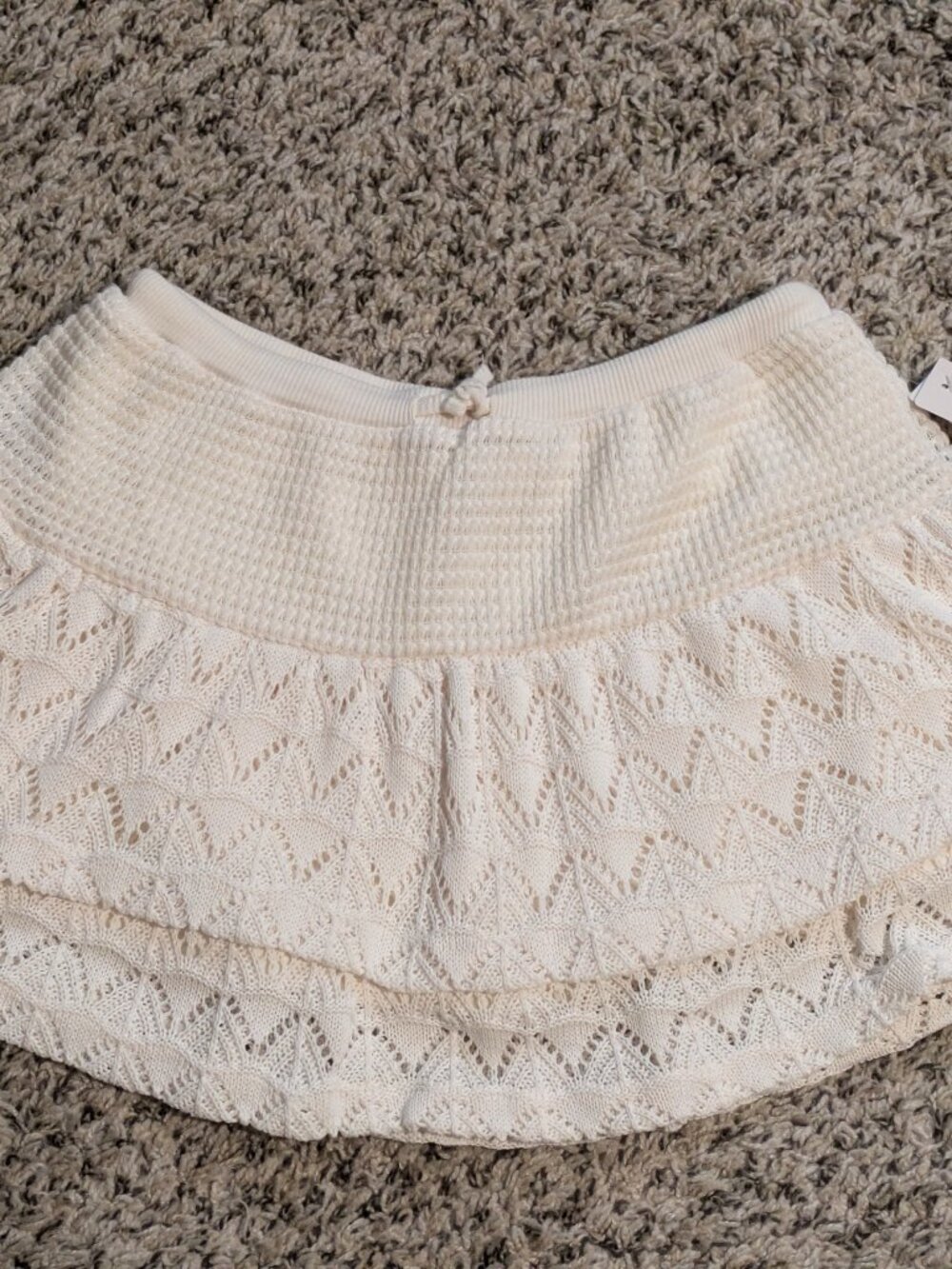 Weekend Academy Girls XL 14-16 Ivory Crochet/Pointelle Tiered Skort NWT